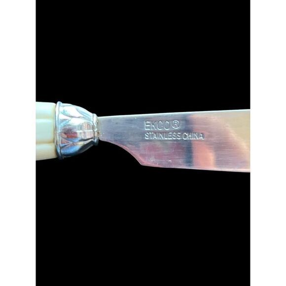 11 Pcs Echo Stainless Steel Vintage Ivory Colored Fluted Handles MCM Vintage - Picture 4 of 4